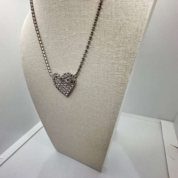 Vintage Rhinestone Heart Necklace and Chain - Picture 6 of 9